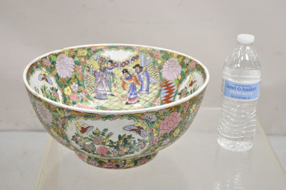 Vintage Rose Medallion Chinese Export Porcelain 12" Figural Painted Bowl