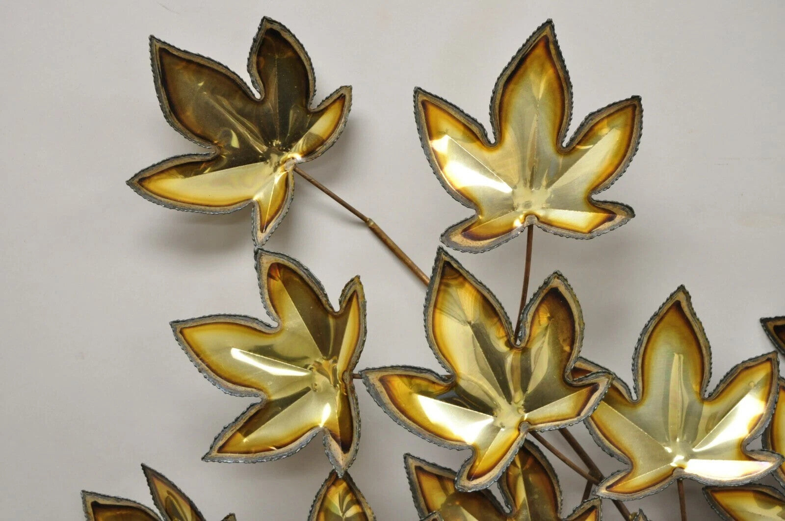 Vintage Curtis Jere Large 48" Maple Leaf Metal Brutalist Wall Art Sculpture