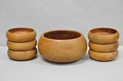 Vintage Mid Century Modern Teak Wood Goodwood Benjamin Medwin Salad Bowl Set 7pc