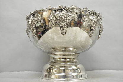 Vintage Grapevine Cluster Silver Plated Footed Punch Bowl Champagne Ice Bucket