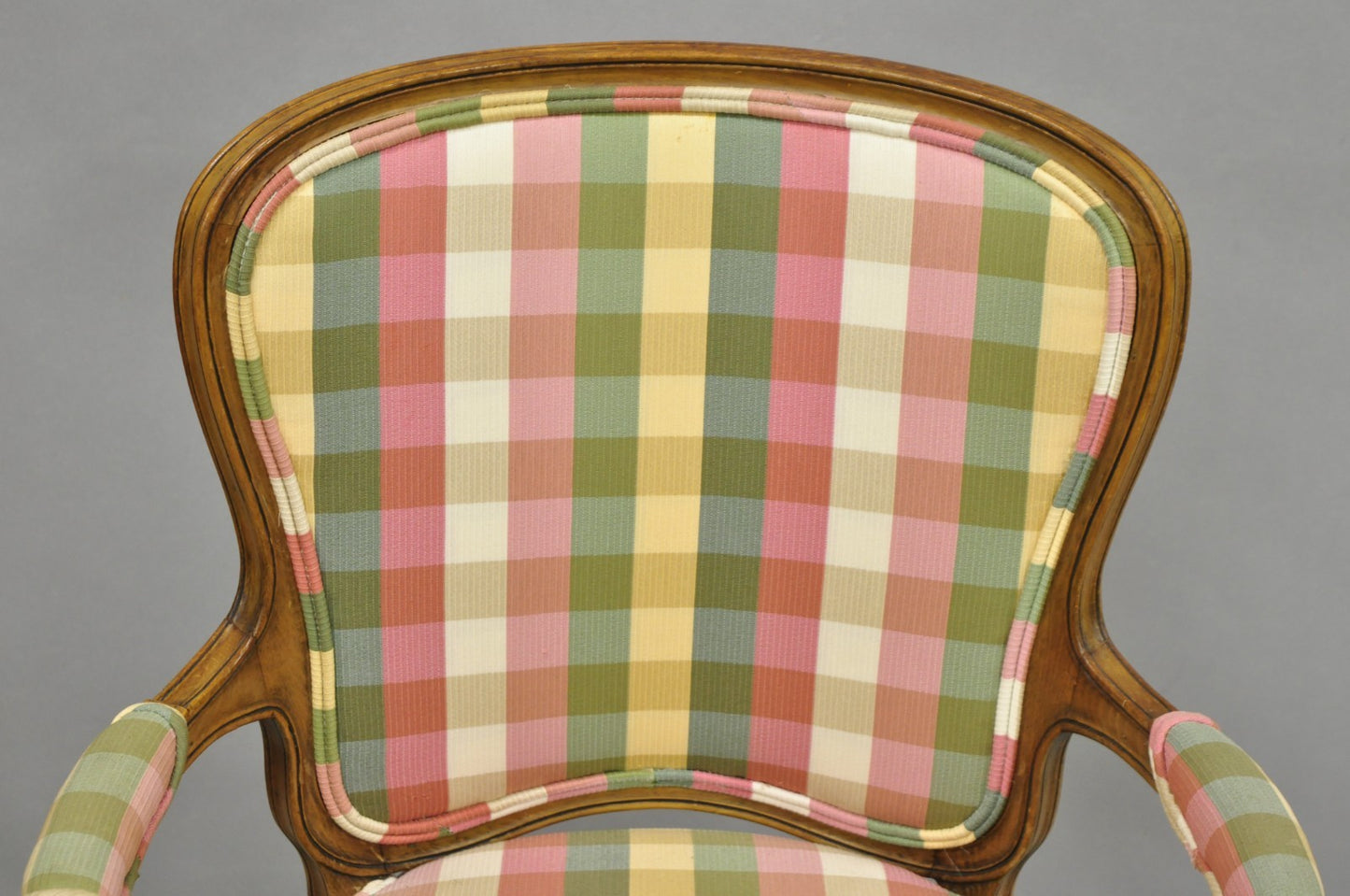 Vintage French Country Louis XV Style Plaid Arm Chair by Simon Loscertales Bona
