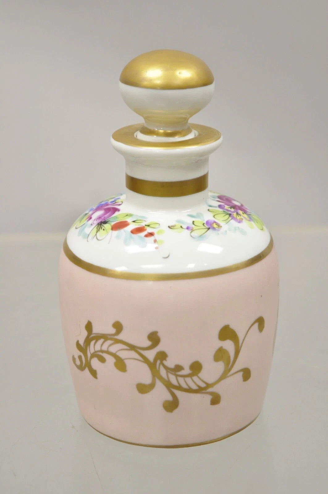 Antique French Victorian Hand Painted Porcelain Vanity Tonic Perfume Bottle