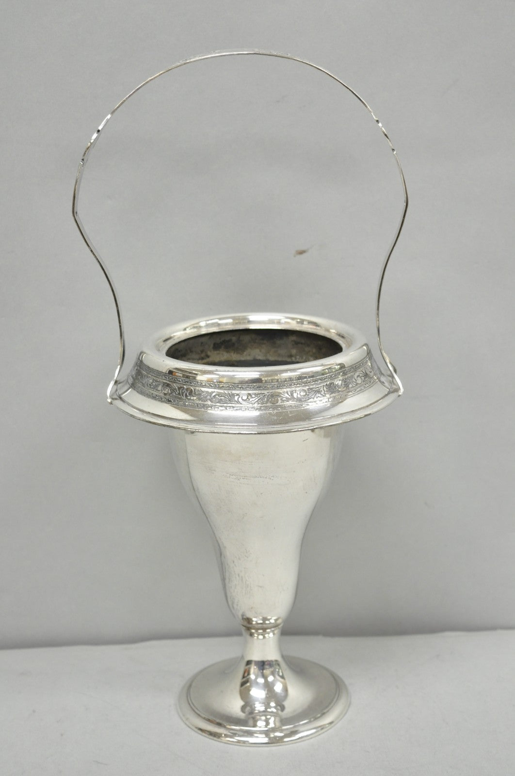 Antique Pairpoint Victorian Silver Plated Fluted Brides Flower Basket Vase