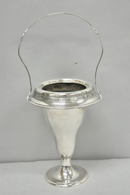 Antique Pairpoint Victorian Silver Plated Fluted Brides Flower Basket Vase