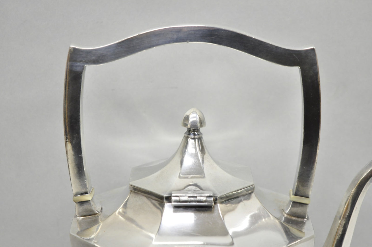 Antique Wilcox Art Deco Silver Plated Tilting Coffee Teapot on Stand "M.G.R."