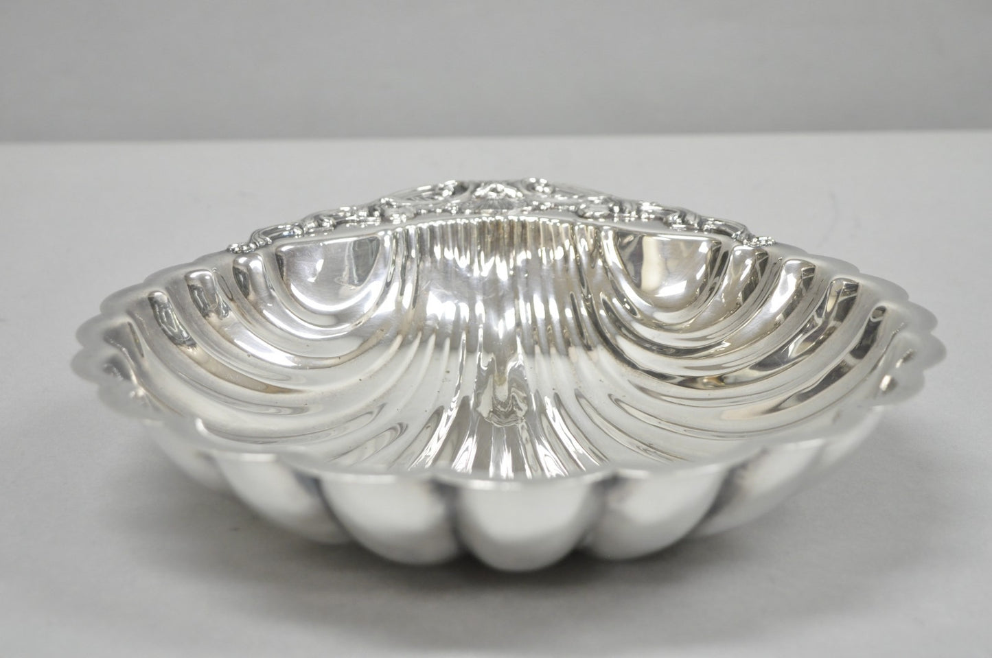 Vintage FB Rogers Silver Plated Large Clam Shell Serving Dish w / Dolphin