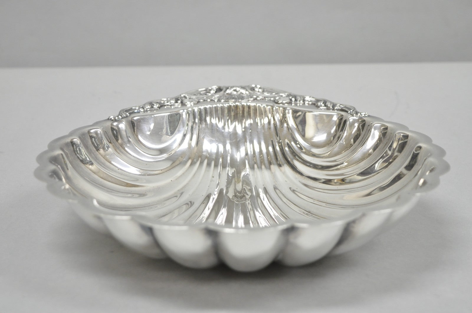 Vintage FB Rogers Silver Plated Large Clam Shell Serving Dish w / Dolphin