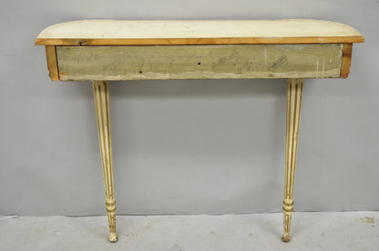 Vintage French Provincial Louis XVI Distress Cream Painted Wall Console Table