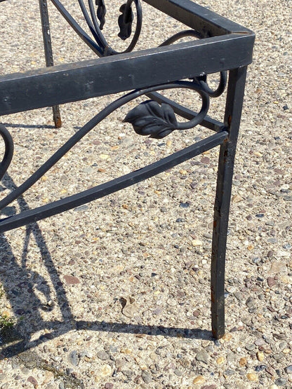 Vintage Woodard Scrolling Leaf Wrought Iron Patio Corner 2 Tier Coffee Table