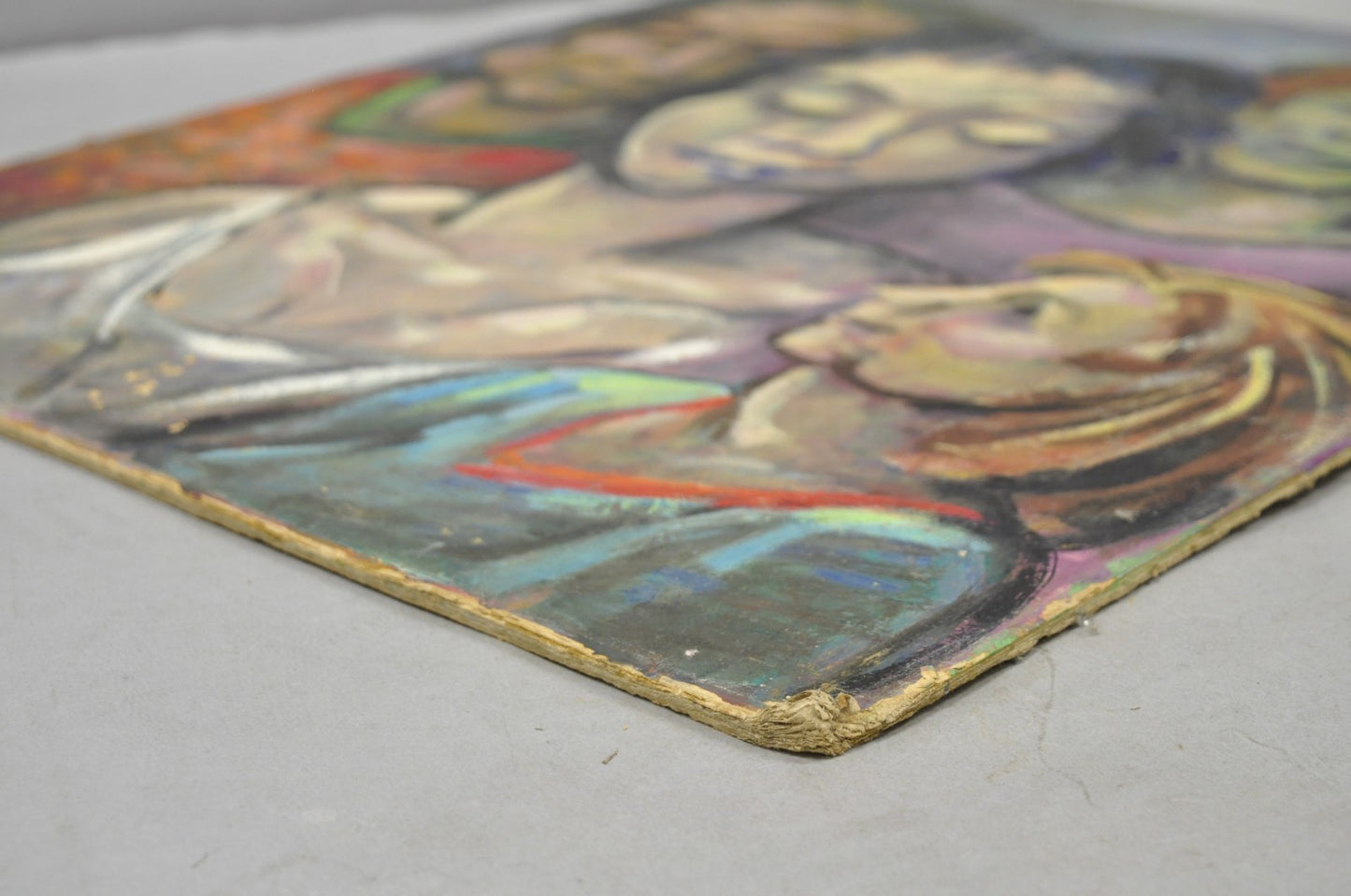 Vintage Samuel Heller "Family Portrait w/ Child B" Oil on Board Painting Signed