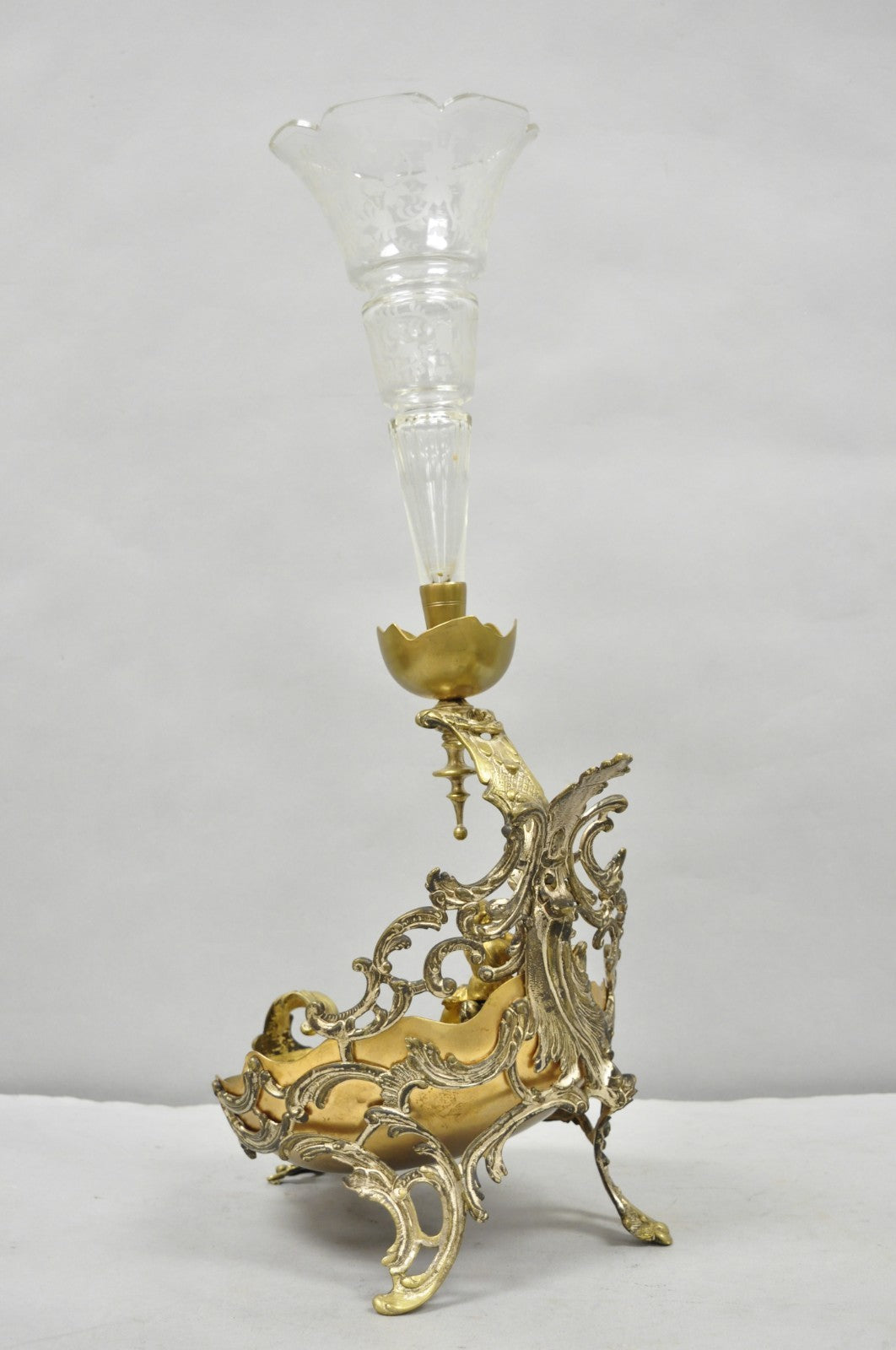 Antique French Louis XV Style Rococo Figural Bronze Cherub Centerpiece Epergne