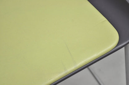 Turnstone by Steelcase Metal Scoop Barstool Stool w/ Green Cushion - Set of 3