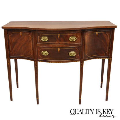 Vintage Federal Style Mahogany Inlaid Serpentine Sideboard Buffet by Copenhaver