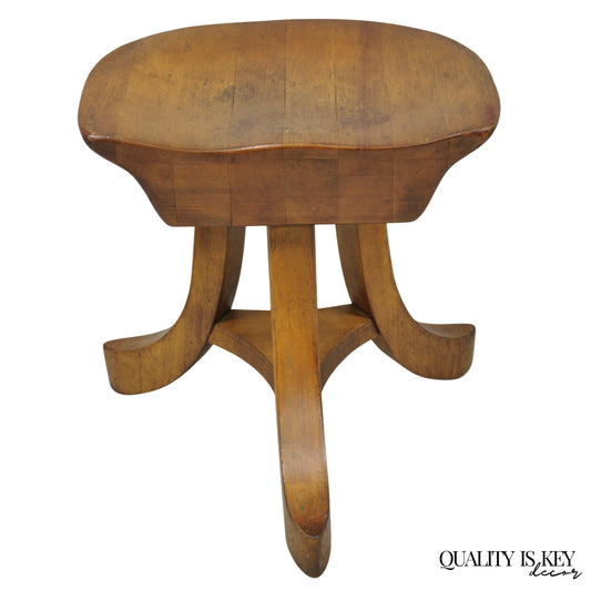 Vintage Mid Century Modern Mahogany Adolf Loos Theban Style Tripod Saddle Stool