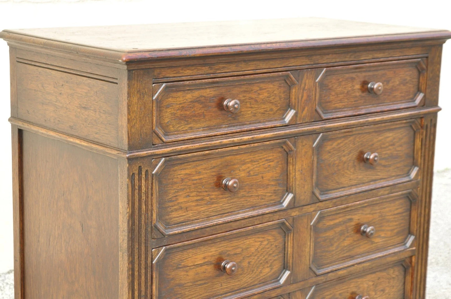 Antique Jacobean William & Mary Style Oak Wood Chest of Drawers Low Dresser