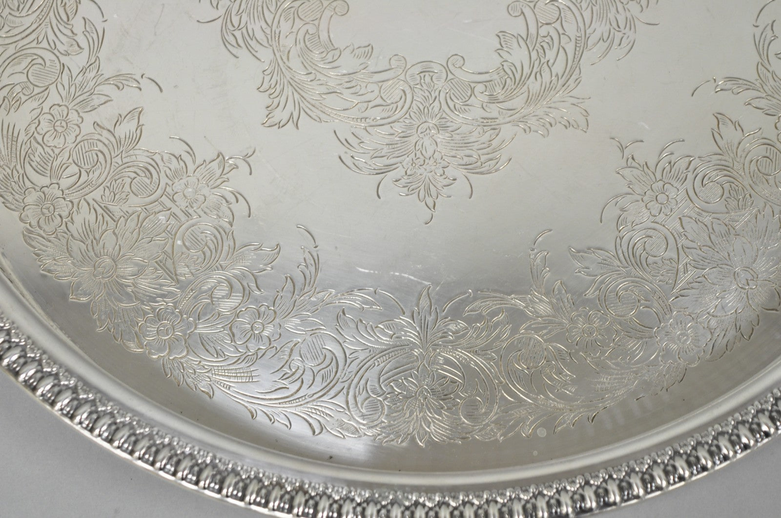 Webster Wilcox "Brandon Hall" 7572G Silver Plated Reticulated 15" Round Bar Tray