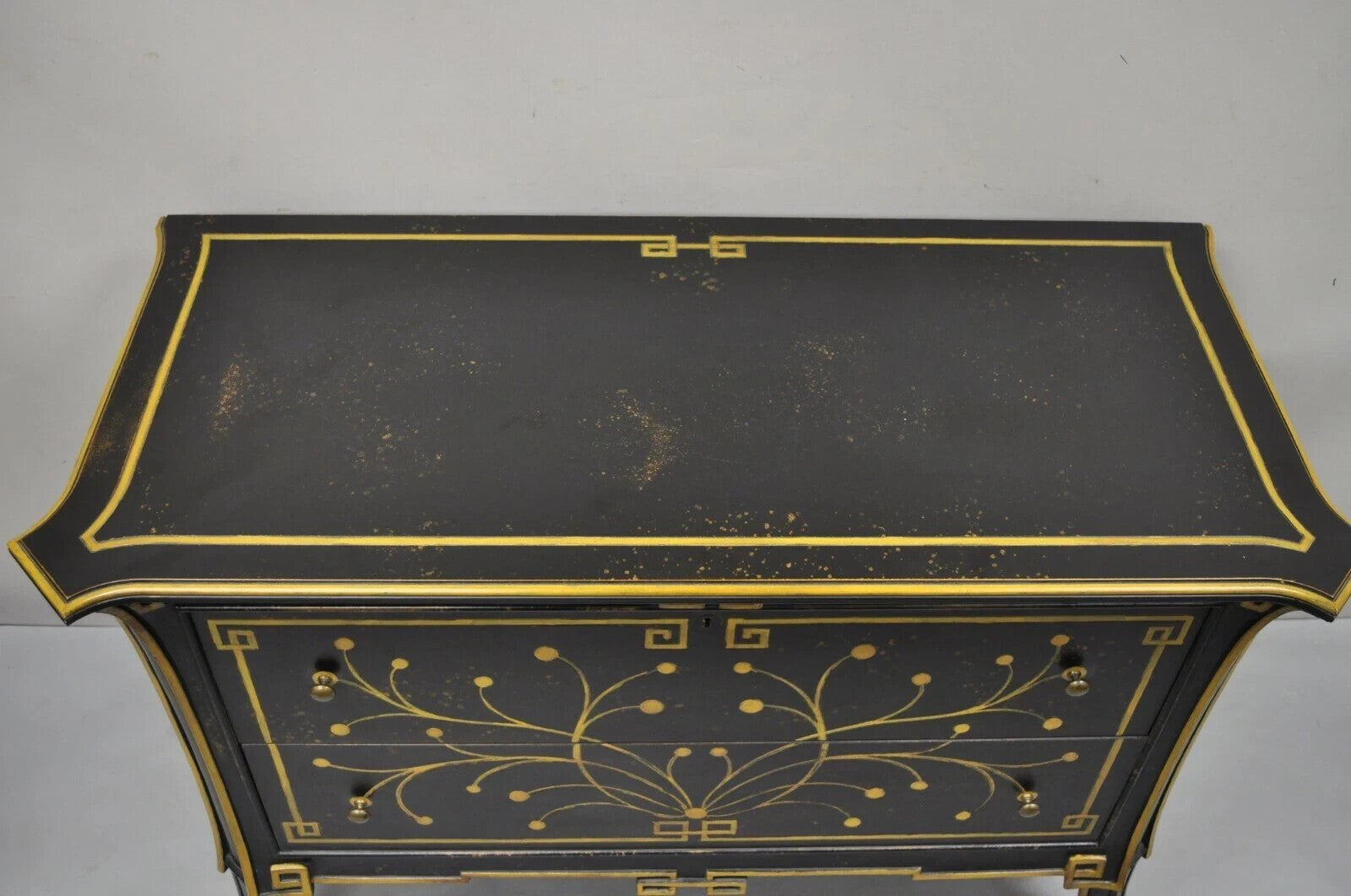 Regency Style Black Ebonized 2 Drawer Commode Dresser Chest by Decorative Crafts