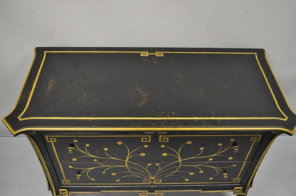 Regency Style Black Ebonized 2 Drawer Commode Dresser Chest by Decorative Crafts