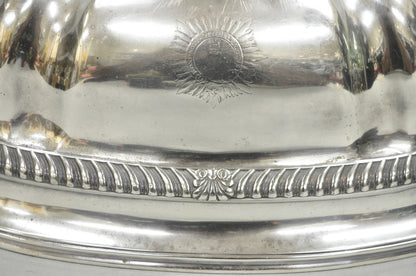 Antique English Victorian Large Silver Plated Scalloped Meat Serving Dome Cover