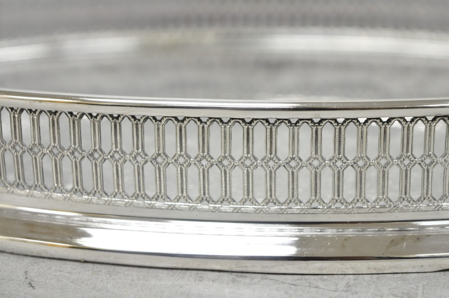 Vintage William Adams WA Italy Silver Plated Oval Raised Gallery Bar Tray