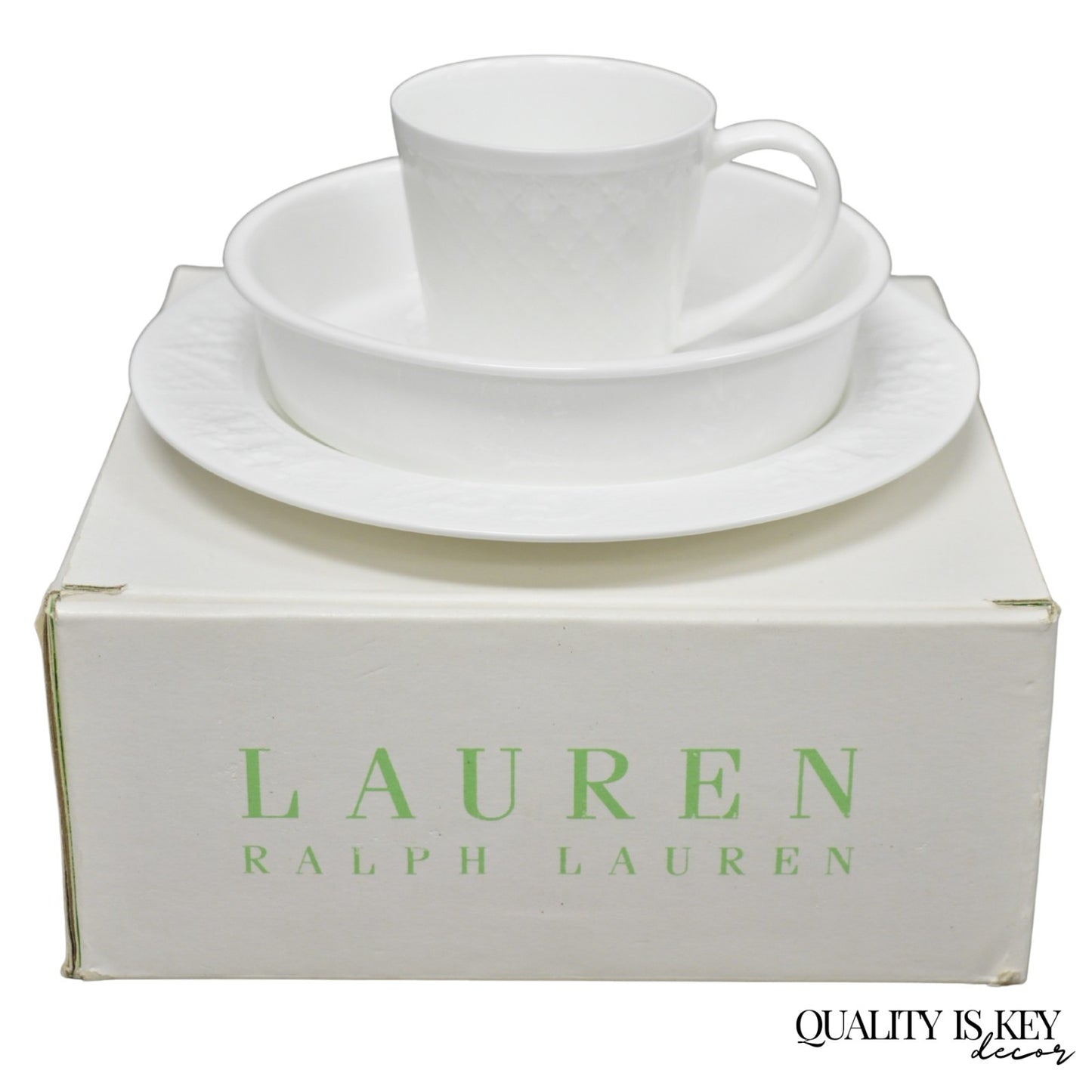 Lauren Ralph Lauren "Mackenzie Quilt" 3 Pc Bone China Children's "ABC" Dish Set