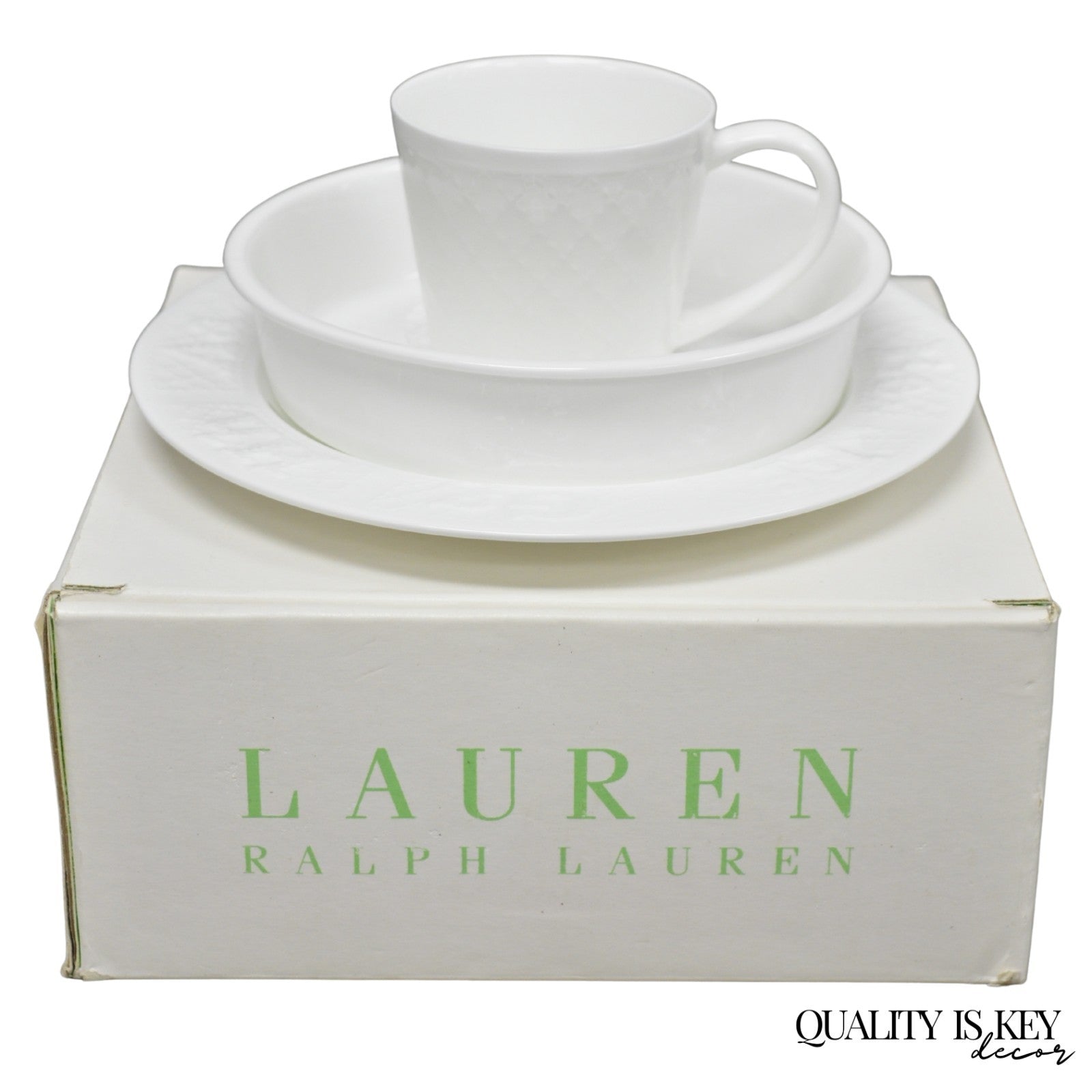 Lauren Ralph Lauren "Mackenzie Quilt" 3 Pc Bone China Children's "ABC" Dish Set