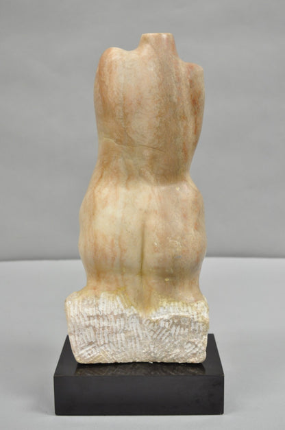 Morton Gaffin Female Nude Bust Modernist Carved Peach Alabaster Sculpture