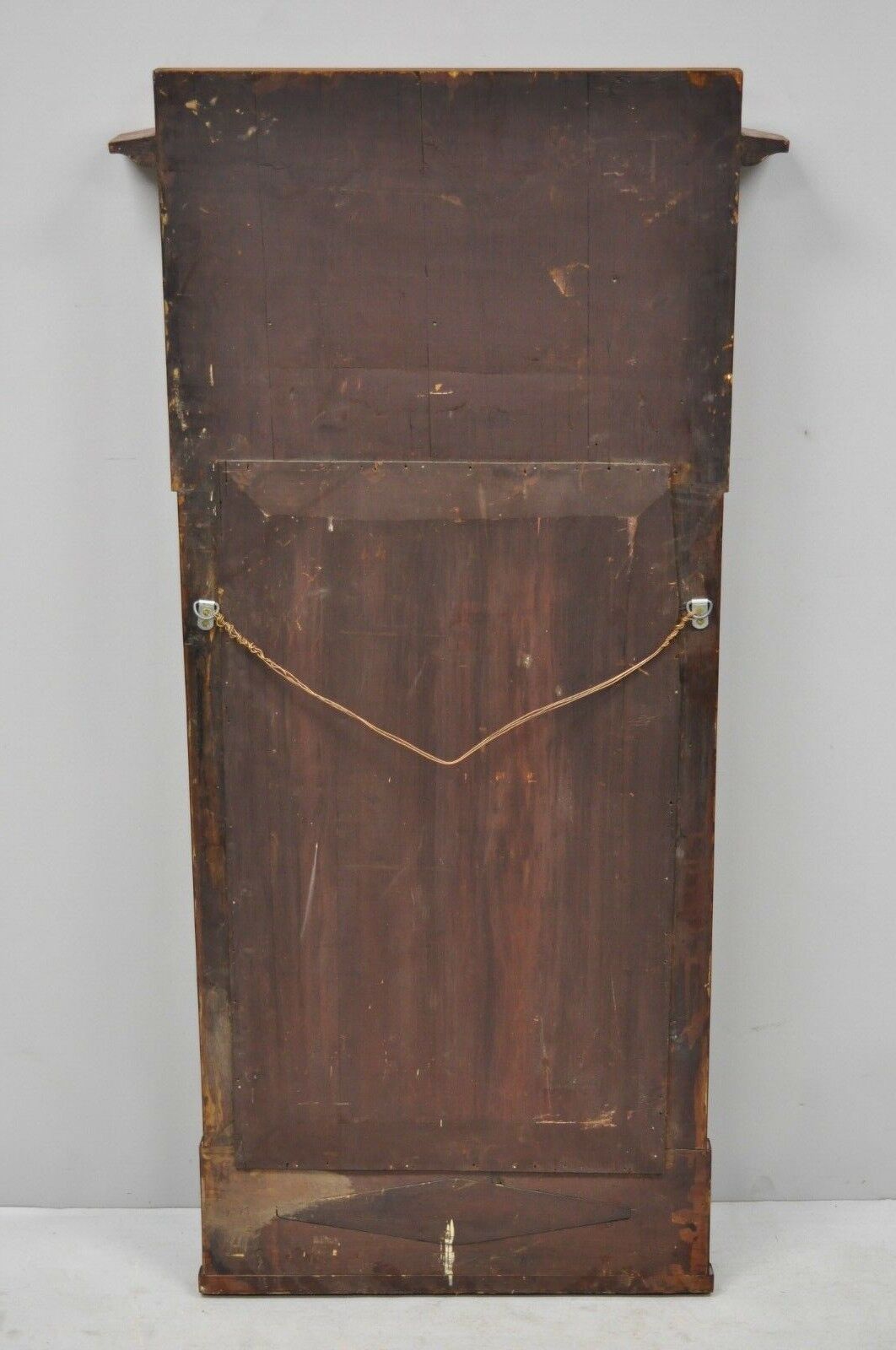 19th Century Satinwood Dutch Marquetry Inlaid Beveled Glass Console Wall Mirror