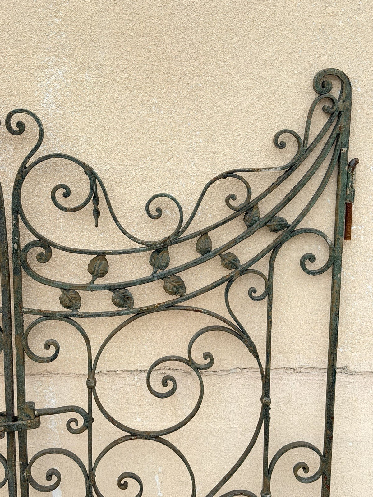 Antique Spanish Renaissance Scrolling Wrought Iron 57 x 45 Garden Entry Gate Set