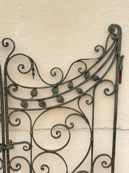 Antique Spanish Renaissance Scrolling Wrought Iron 57 x 45 Garden Entry Gate Set