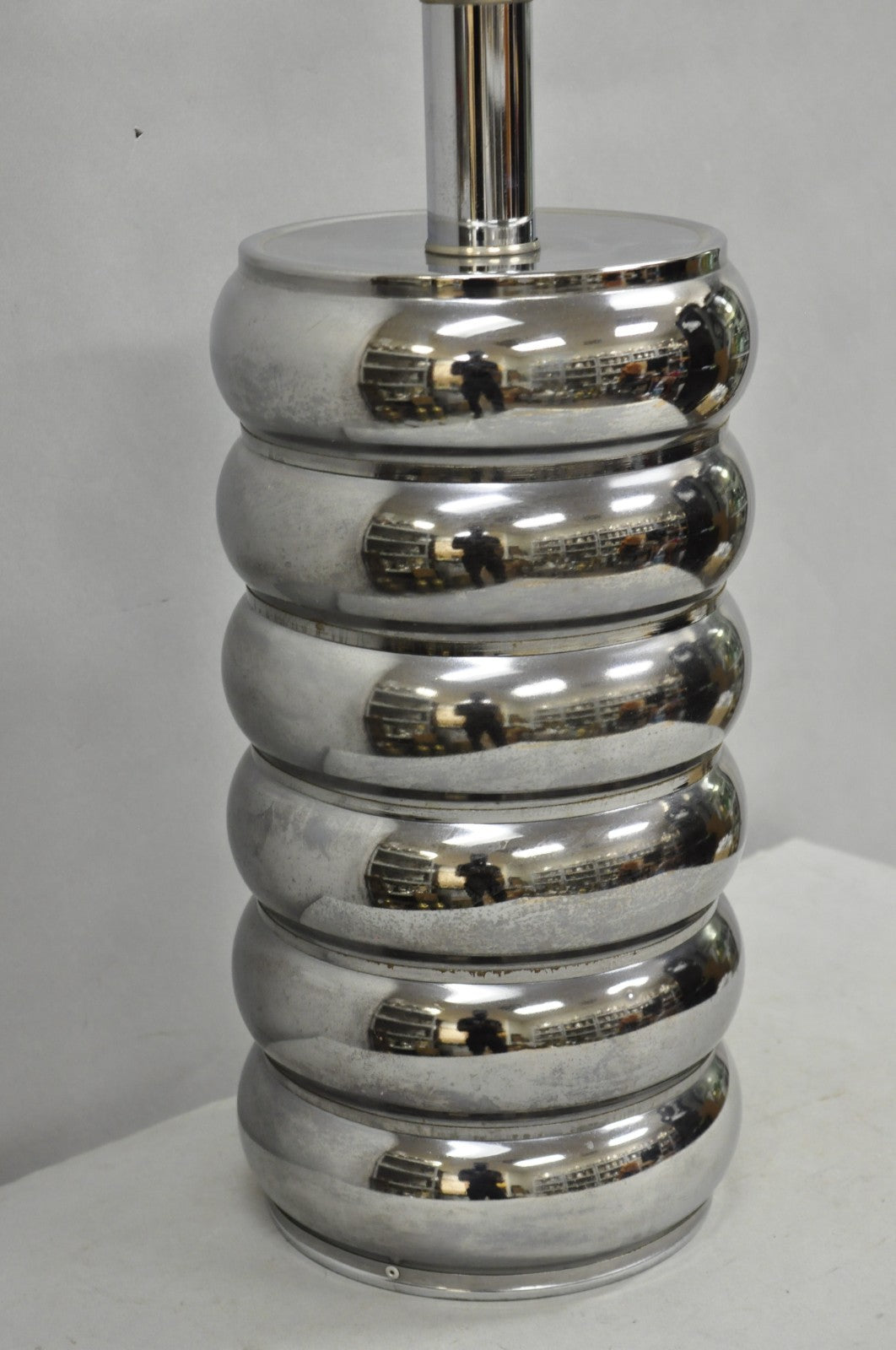 Vintage Mid Century Modern George Kovacs Stacked Ball Chrome Gunmetal Table Lamp