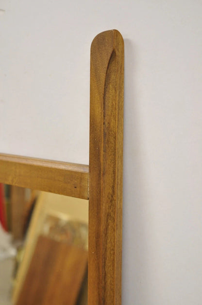 Vintage Mid Century Modern Sculpted Walnut Finial Modernist Wall Mirror