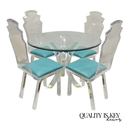 Vintage Mid Century Modern Sculptural Lucite Dining Table & 4 Chairs - 5 Pc Set