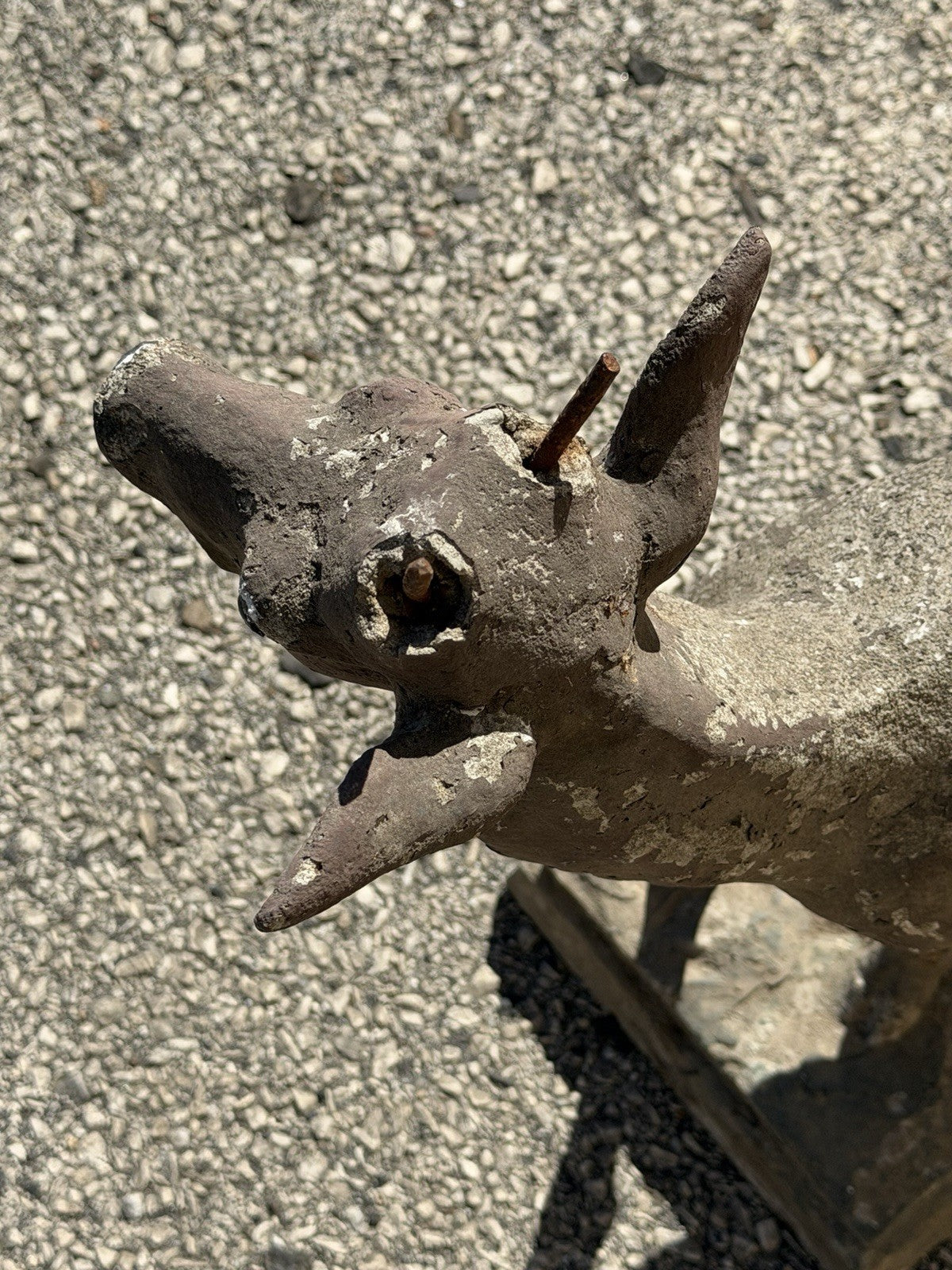 Vintage French Standing Deer Small 19" Cement Concrete Stone Garden Statue