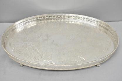 Vintage Viners of Sheffield Edwardian Silver Plated Raised Gallery Oval Tray