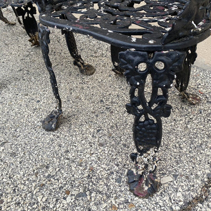 Vintage Victorian Style Cast Iron Grapevine Grape Leaf Garden Patio Set - 3 Pcs
