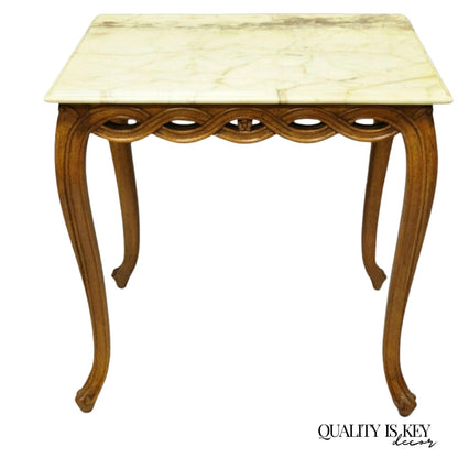 Vintage Hollywood Regency Provincial Pretzel Twist Marble Resin Side End Table