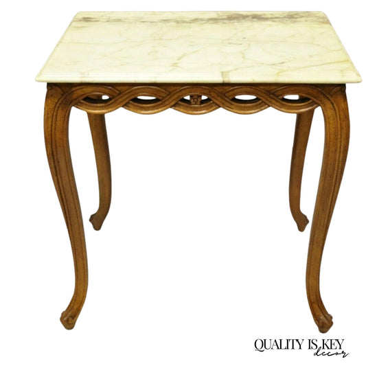 Vintage Hollywood Regency Provincial Pretzel Twist Marble Resin Side End Table