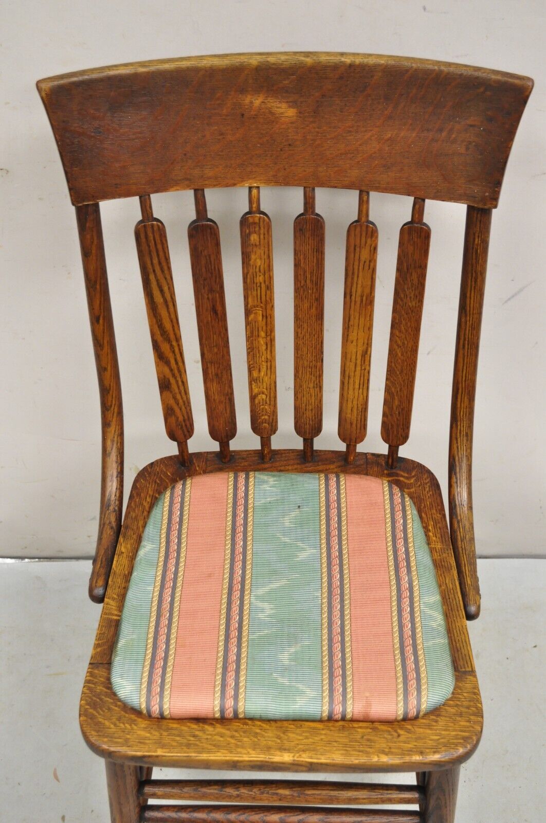 Antique Mission Arts & Crafts Oak Bentwood Slat Back Dining Side Chair
