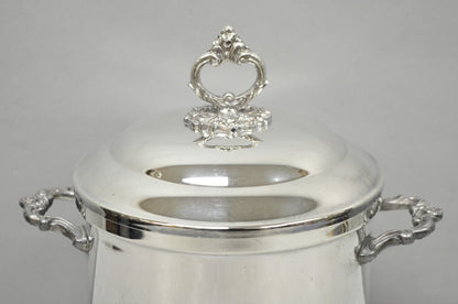Vintage Victorian Silver Plated Footed and Covered Lidded Bar Ice Bucket
