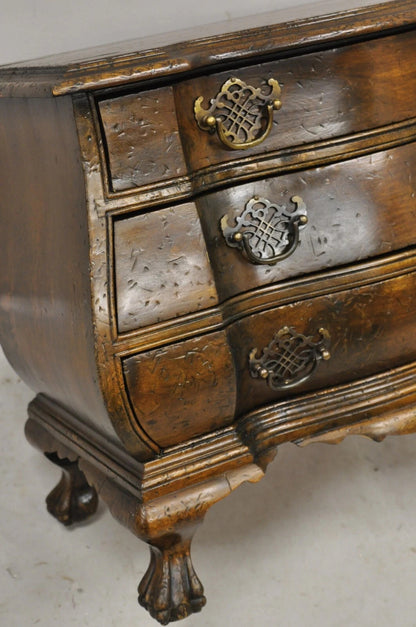 Vintage Small Salesman Sample Chippendale Georgian Style 3 Drawer Bombe Commode