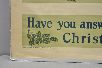 Original Vintage 1918 WWI Harrison Fisher Poster Red Cross Christmas Roll Call