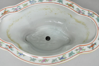 Vintage Chinese Export Porcelain Bird Painted Cachepot Flower Pot Vase