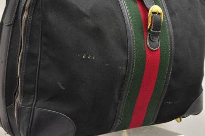 Vintage Gucci Black Canvas & Leather Suitcase Luggage Travel Bag Set - 2 Pcs