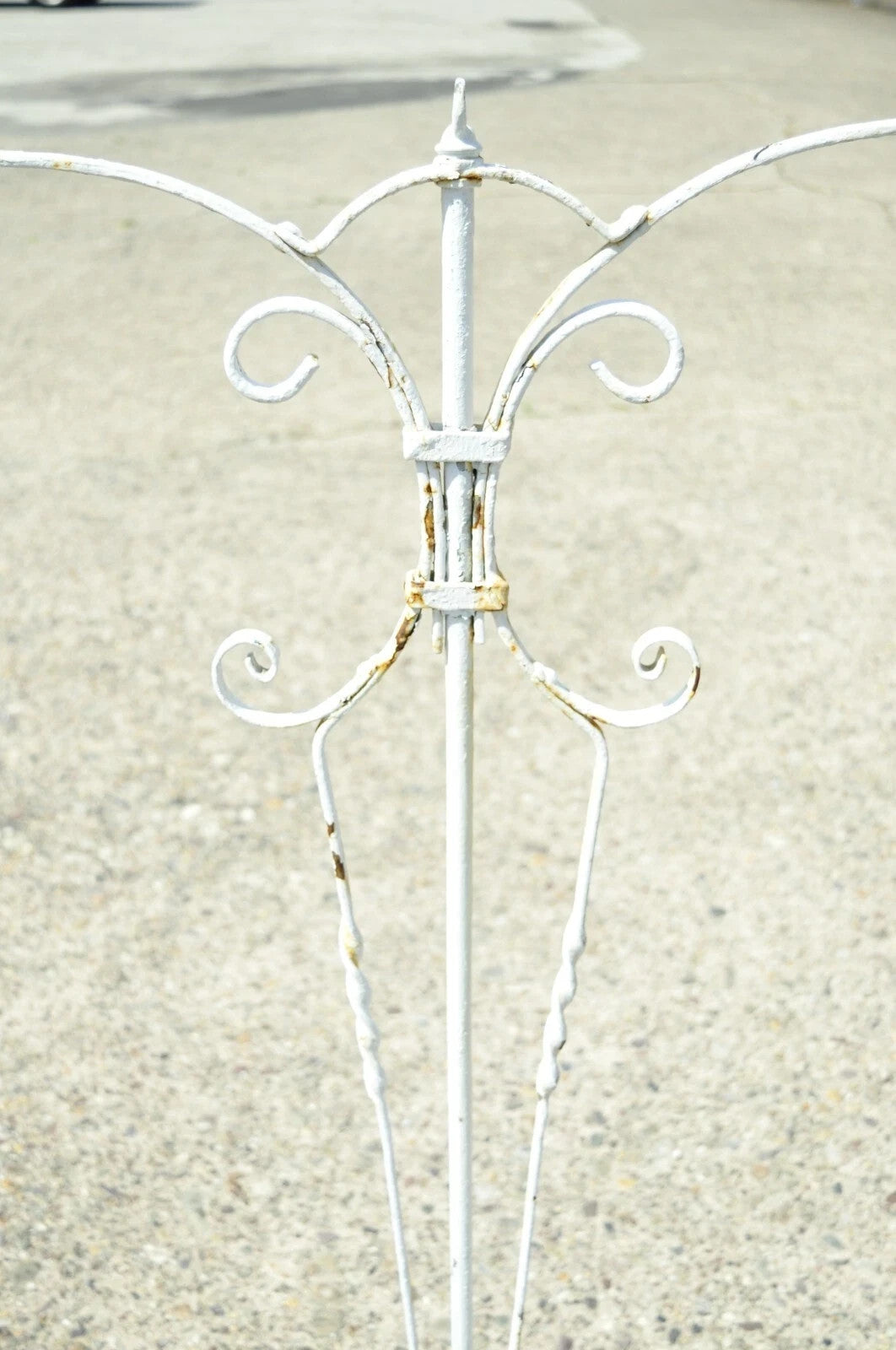 Antique French Art Deco Art Nouveau White Painted Wrought Iron Birdcage Stand