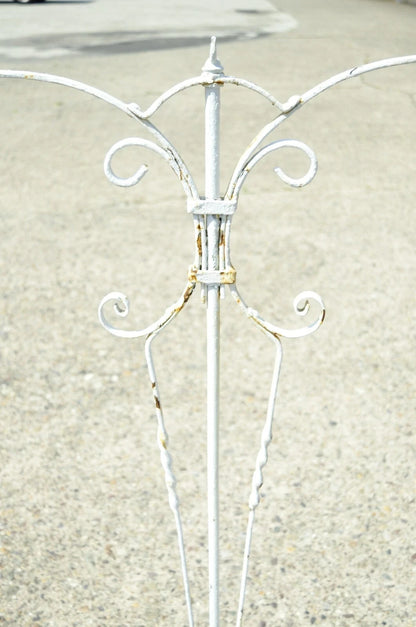 Antique French Art Deco Art Nouveau White Painted Wrought Iron Birdcage Stand