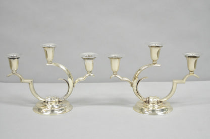 Salvador de la Serna Art Deco Sculptural 925 Sterling Silver Candlestick - Pair