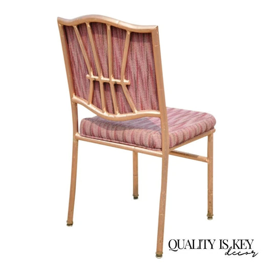 Faux Bamboo Pink Rose Gold Upholstered Banquet Dining Chairs by Shelby Williams