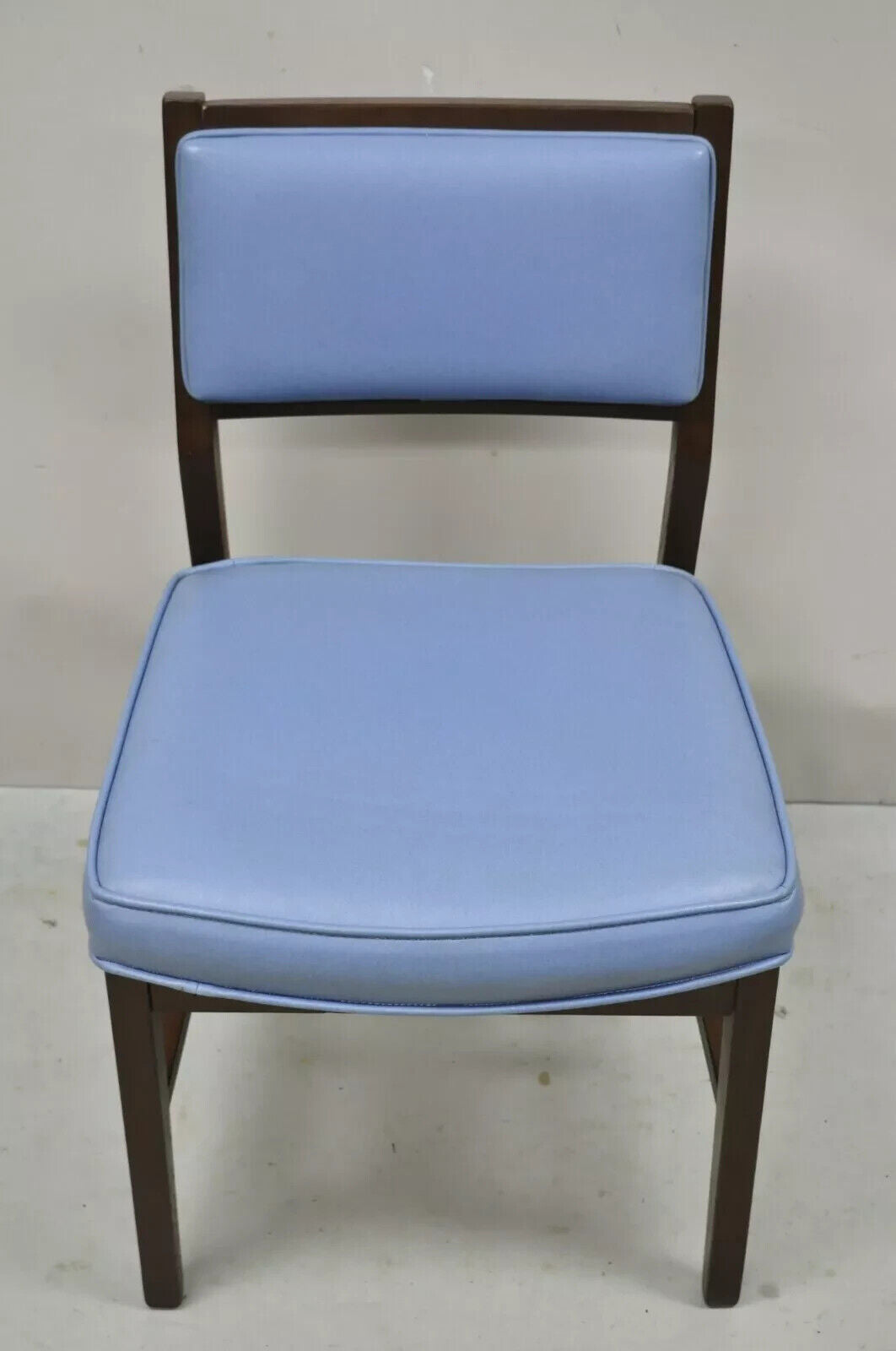 Vintage Mid Century Modern Jens Risom Style Blue Sculpted Dining Chair -Set of 6