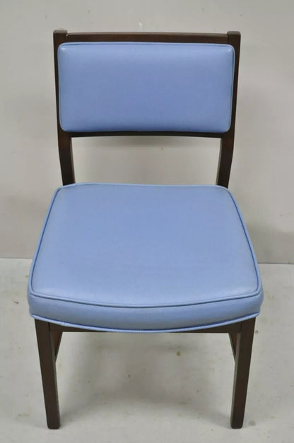 Vintage Mid Century Modern Jens Risom Style Blue Sculpted Dining Chair -Set of 6